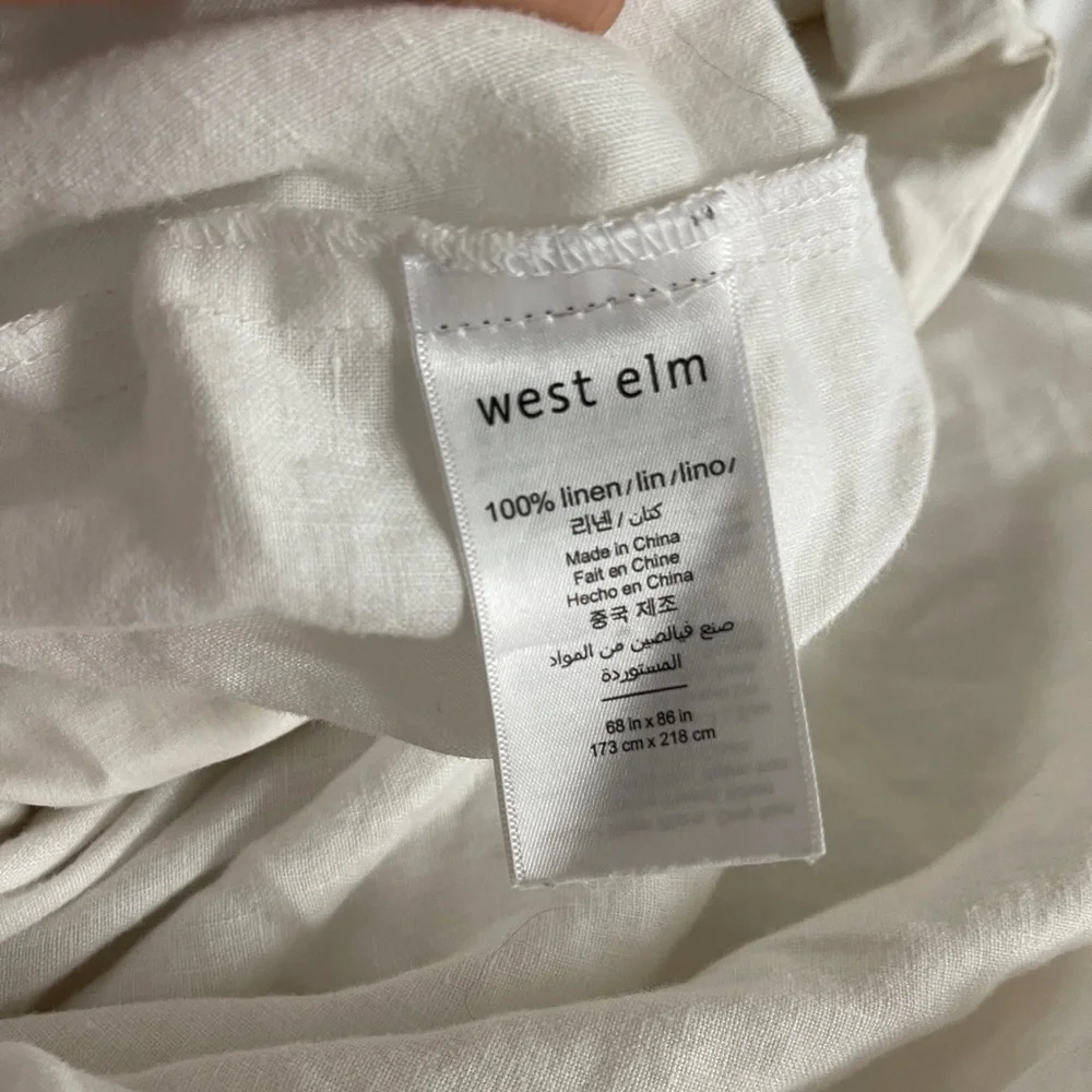 WEST ELM EUROPEAN FLAX LINEN WHITE DUVET COVER